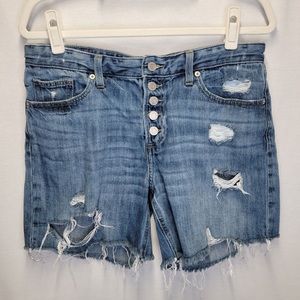 Lucky Brand // Cut-Off Denim Jean Shorts- distressed, boyfriend short button fly